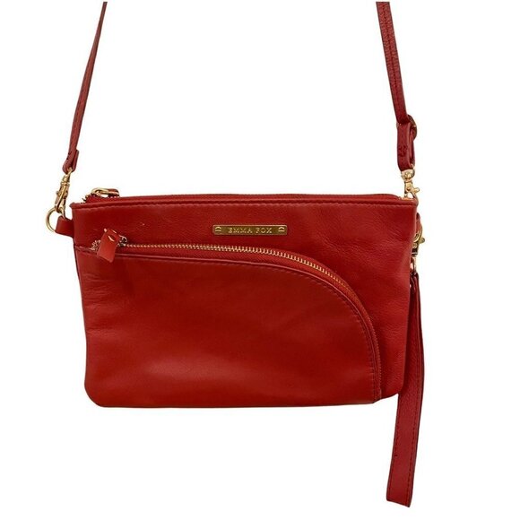 Emma Fox Women's Crossbody Bag Purse Red Leather Convertible Wristlet Adjustable - Picture 1 of 9
